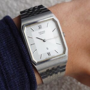 Citizen Quartz 1230-215338 JDM Unisex Square Tank Watch 28mm New Battery Vintage